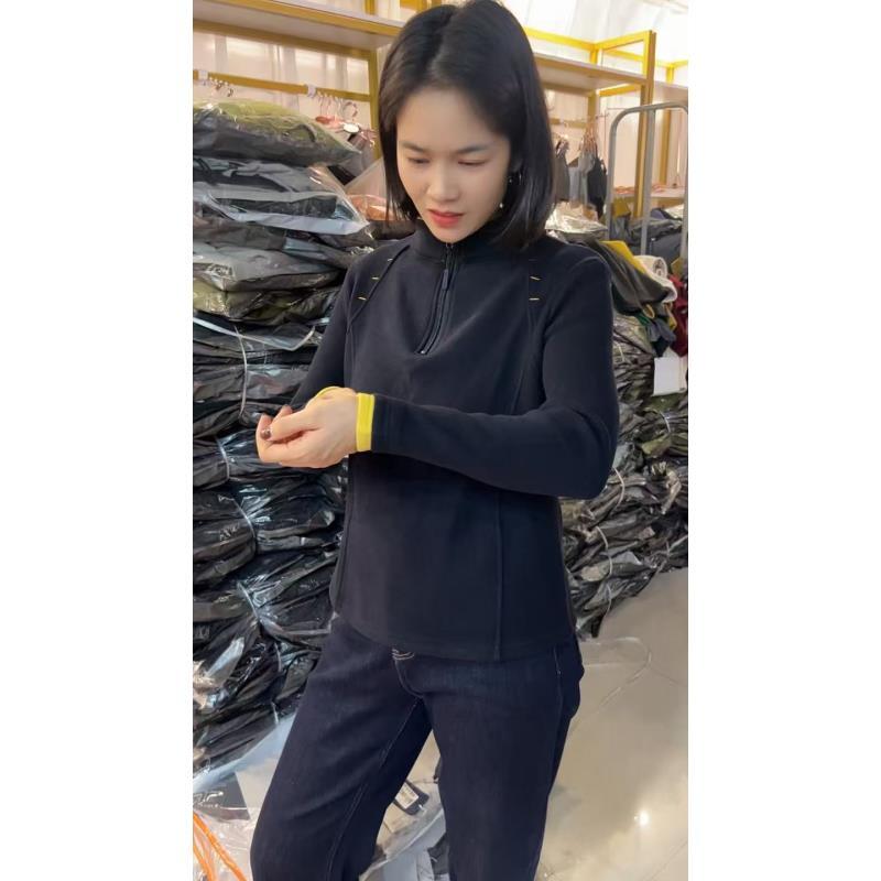 【撞色半拉链】秋冬新款拉链立领打底衫修身加厚舒适女士长袖上衣