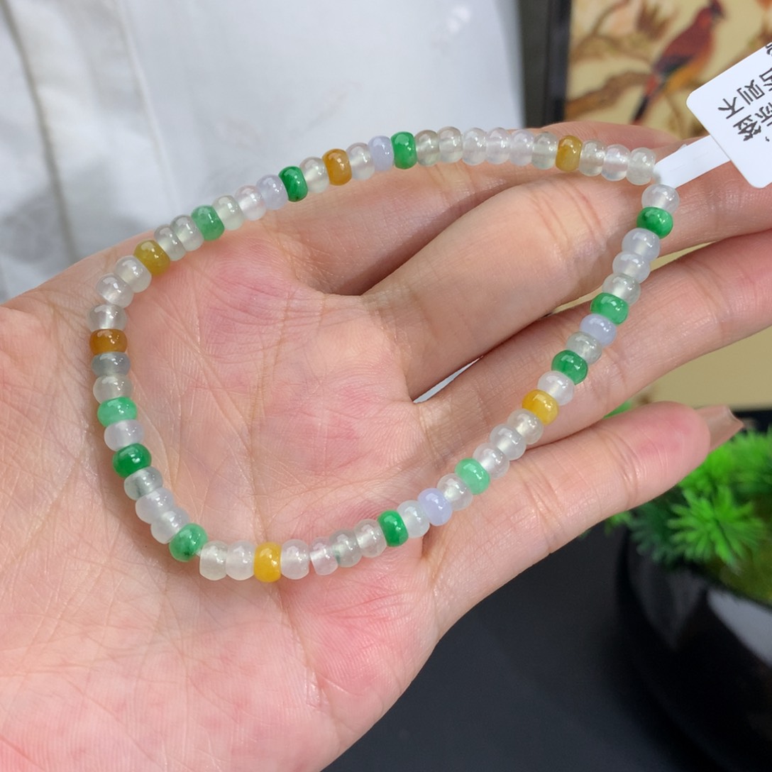 未镶嵌翡翠手链卡4.6冰珠多宝算盘手串