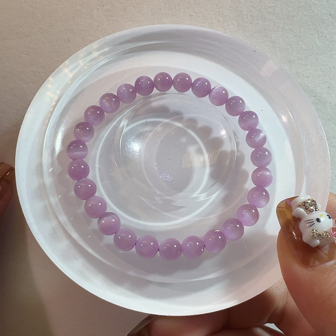 单珠未镶嵌锂辉石6咪+冰糯猫眼紫锂辉A+级别手串