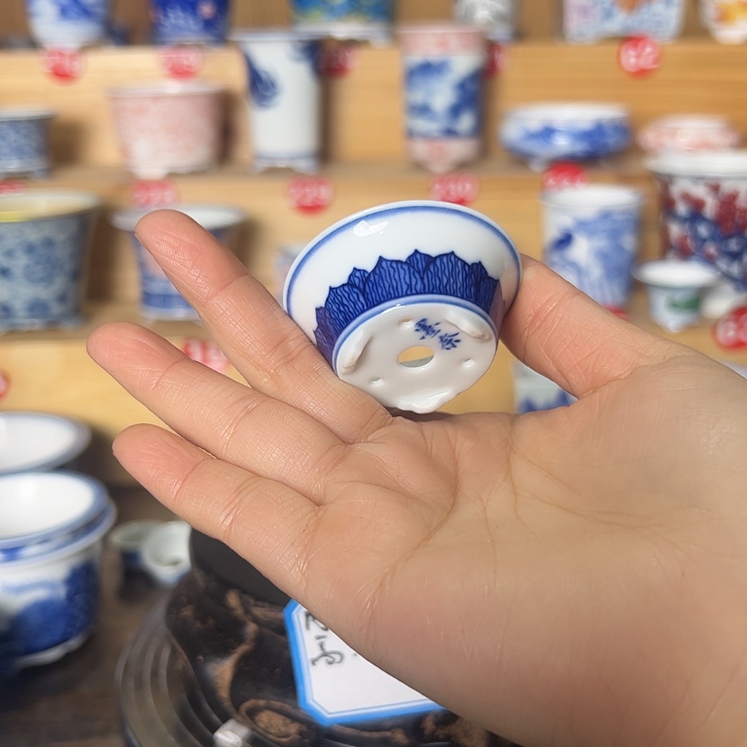 墨奈手绘陶瓷花盆内口高