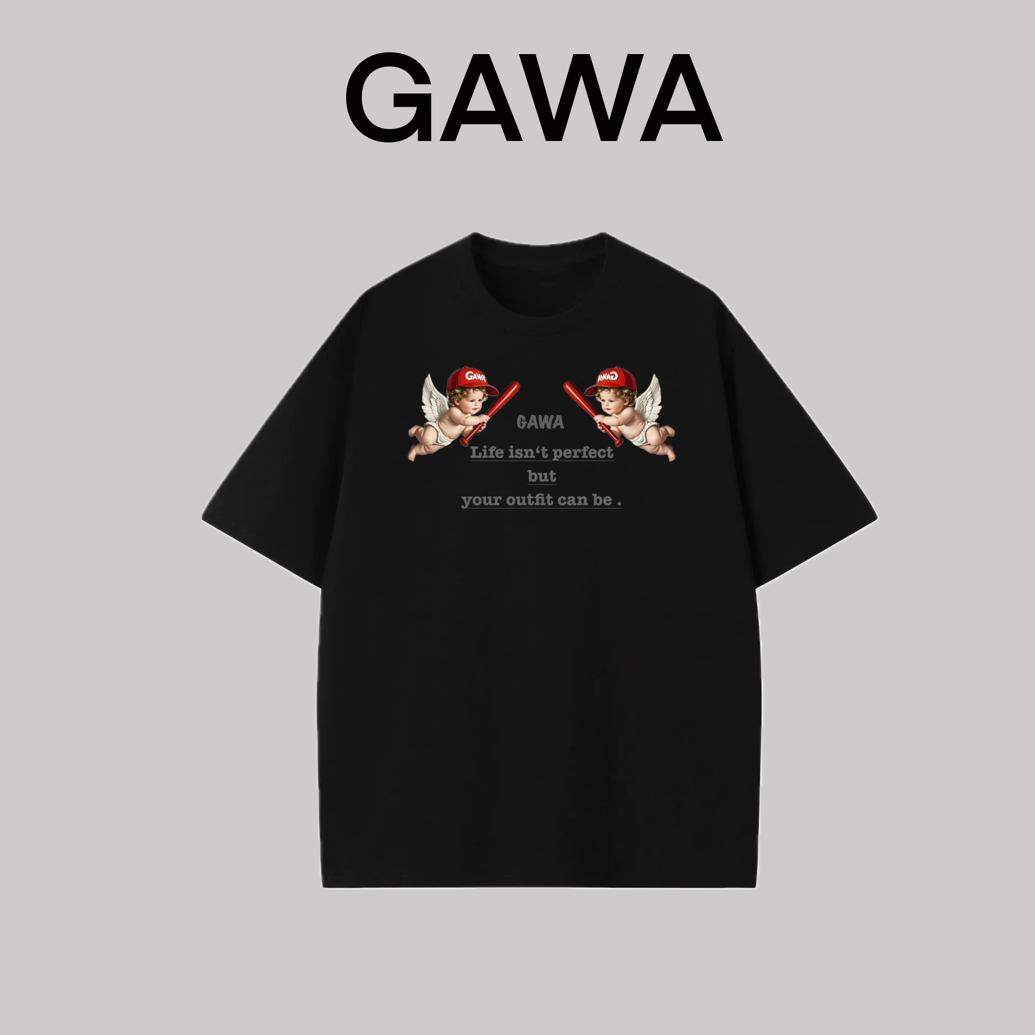 GAWA夏季美式潮流100棉字母印花T恤ins小众设计感短袖