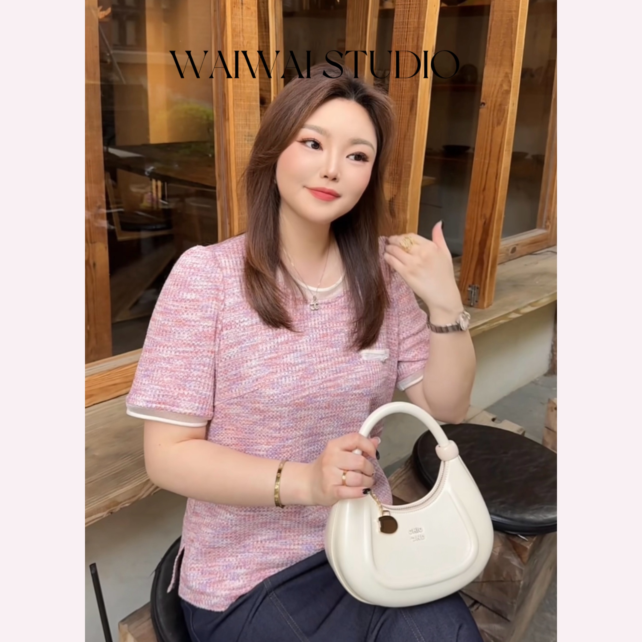 【慕烟玫瑰】显瘦香风针织T恤 X52S377