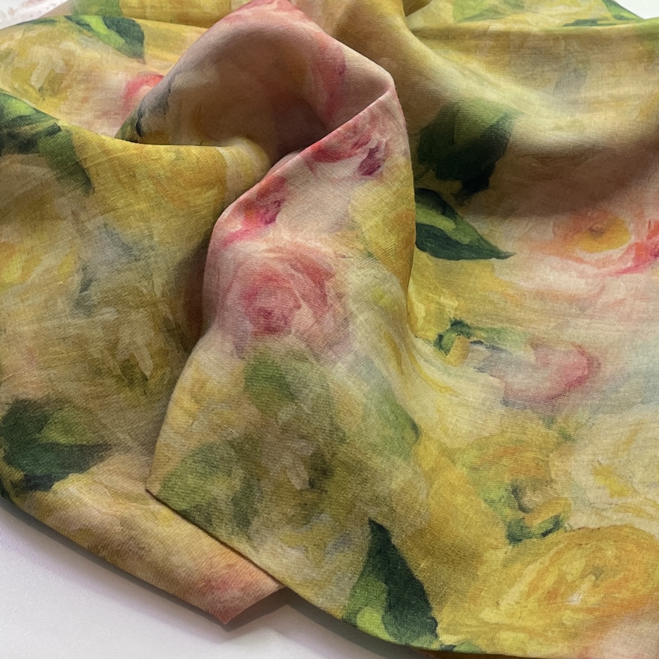 苎麻衬衫 黄底玫瑰 连衣裙布料