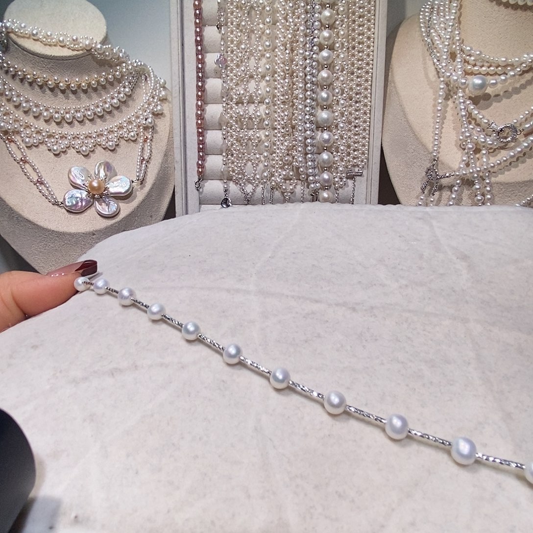 淡水珍珠银S925镶嵌手绳设计手链
