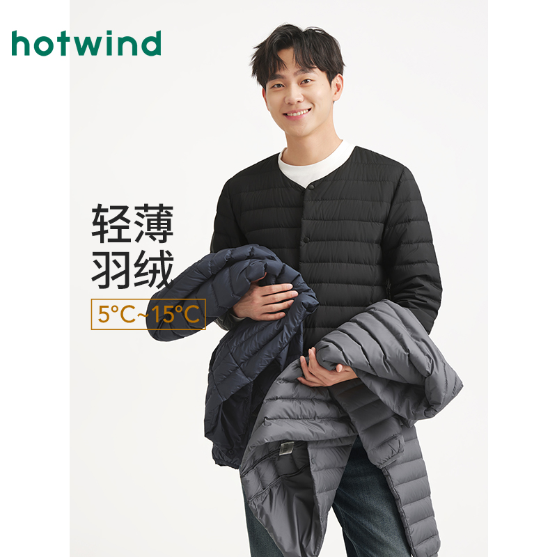 【热风商场专柜同款】2025年冬季新款男士圆领轻薄羽绒服F12M25400