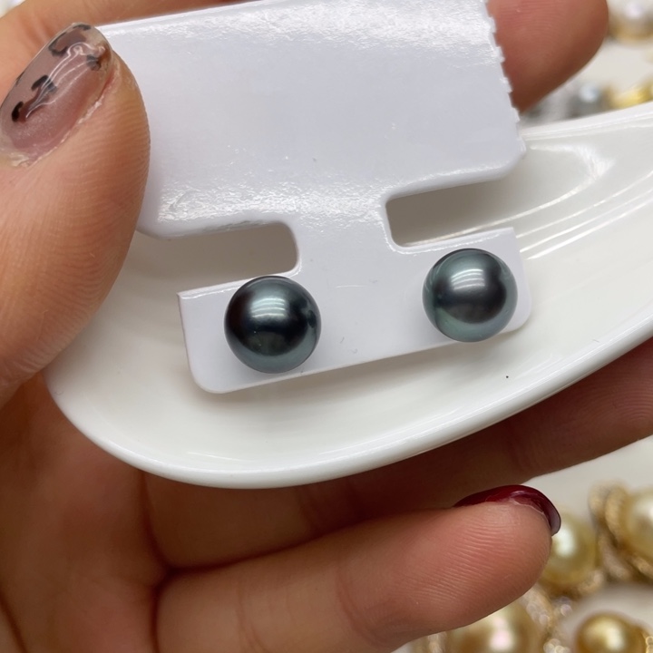 海水珍珠耳饰银S925镶嵌