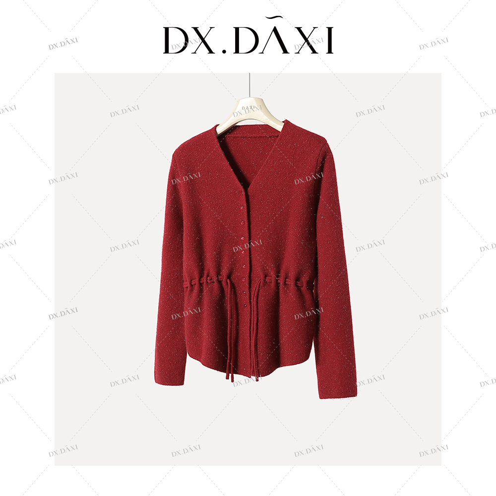 代大喜【本命天使】设计感小众伞摆收腰毛衣女2025冬季新款针织开衫