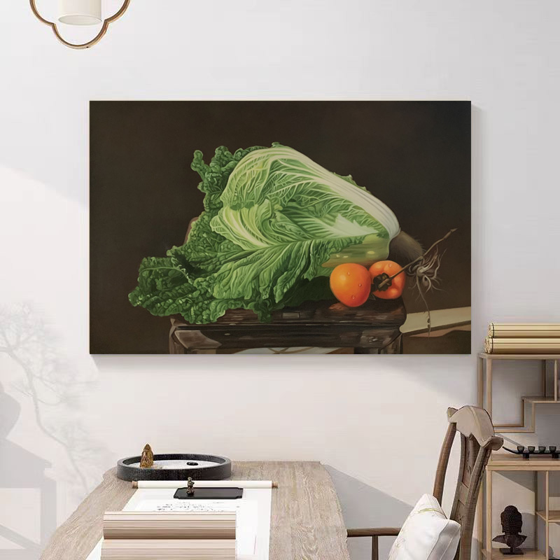 定金《蔬柿之韵》60*90含内框，刘春建手绘油画装饰画客厅背景墙挂画