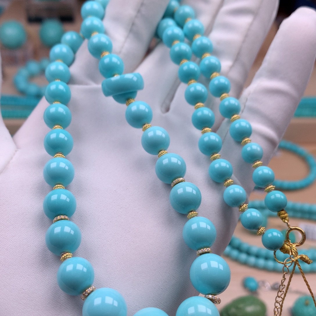 绿松石18K金镶嵌珠宝奇石