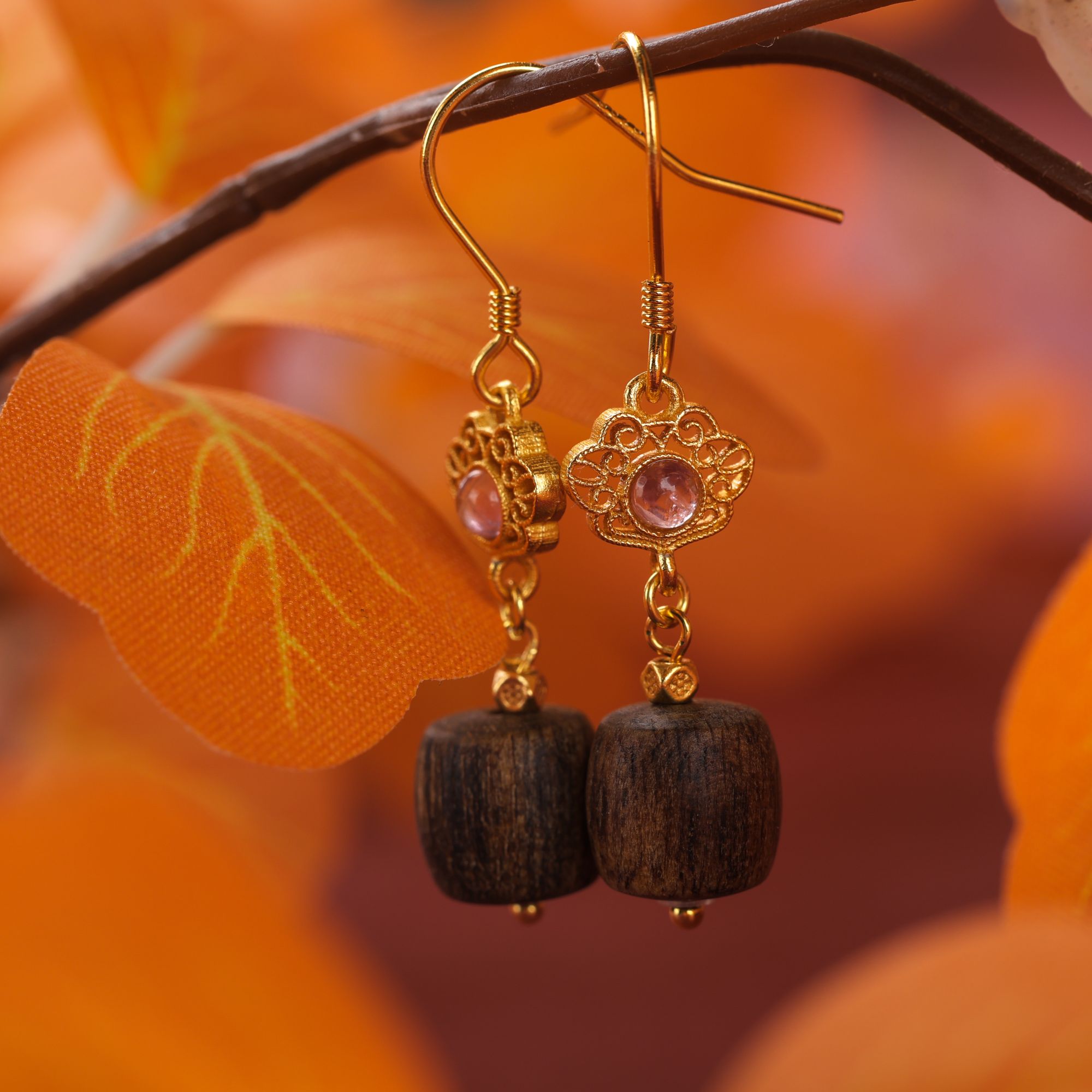 沉香主播同款- 沉香耳坠- 富国岛倒架沉香耳坠