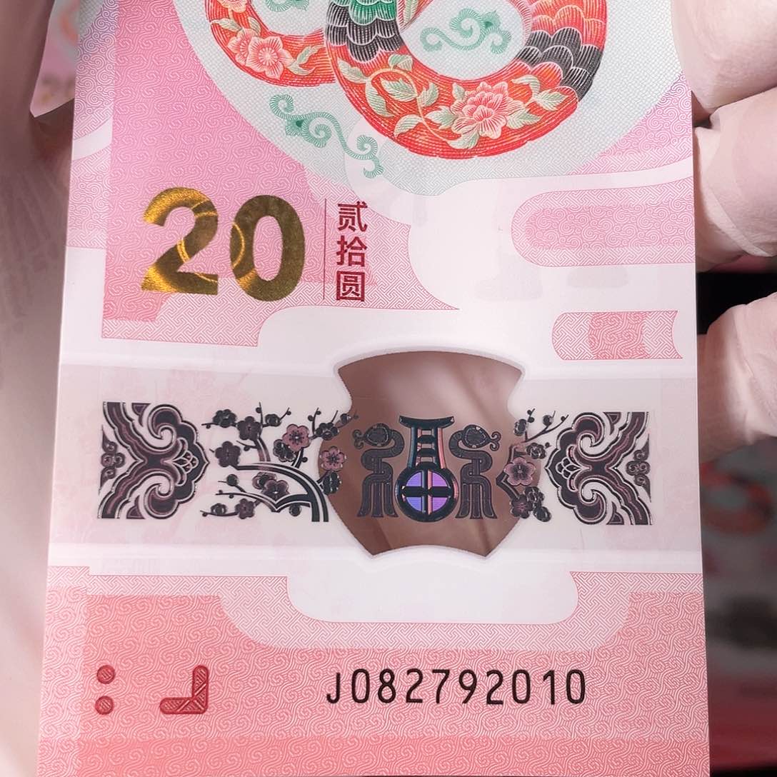 塑料蛇年纪念钞2010年份号