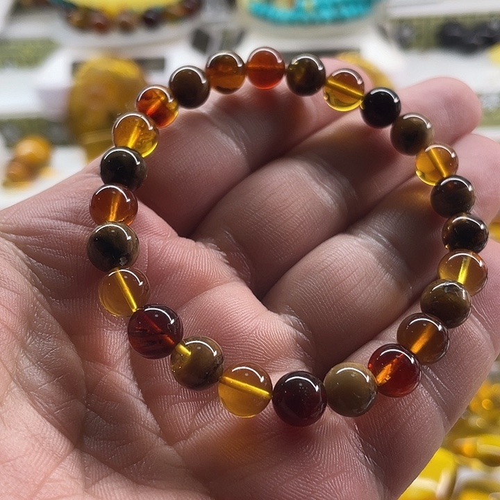 琥珀未镶嵌裸石手串