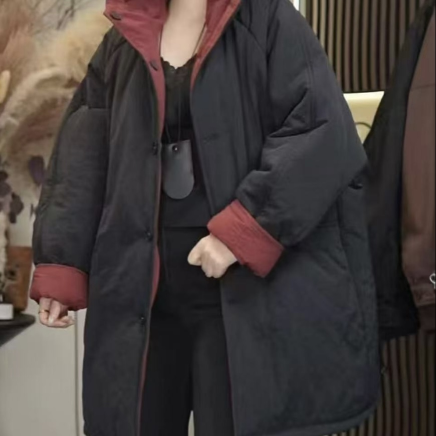 韩系双面穿匹马棉棉麻棉服女士冬季款