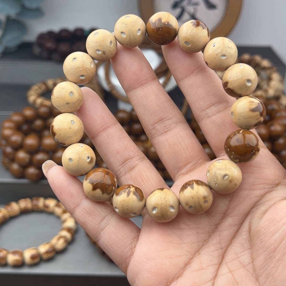 紫金鼠手串半实心花皮光珠13