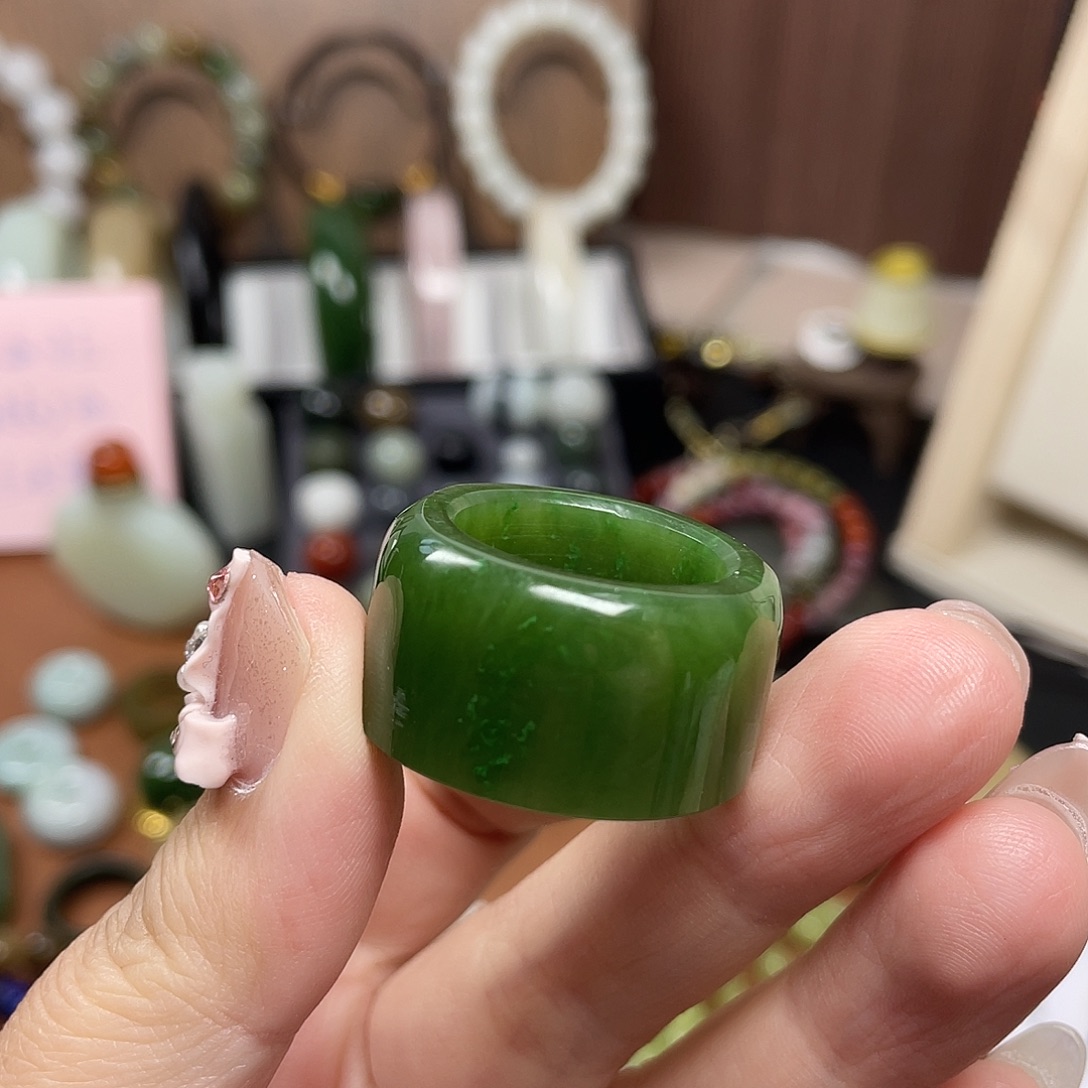 和田玉（碧玉）未镶嵌戒指20圈口