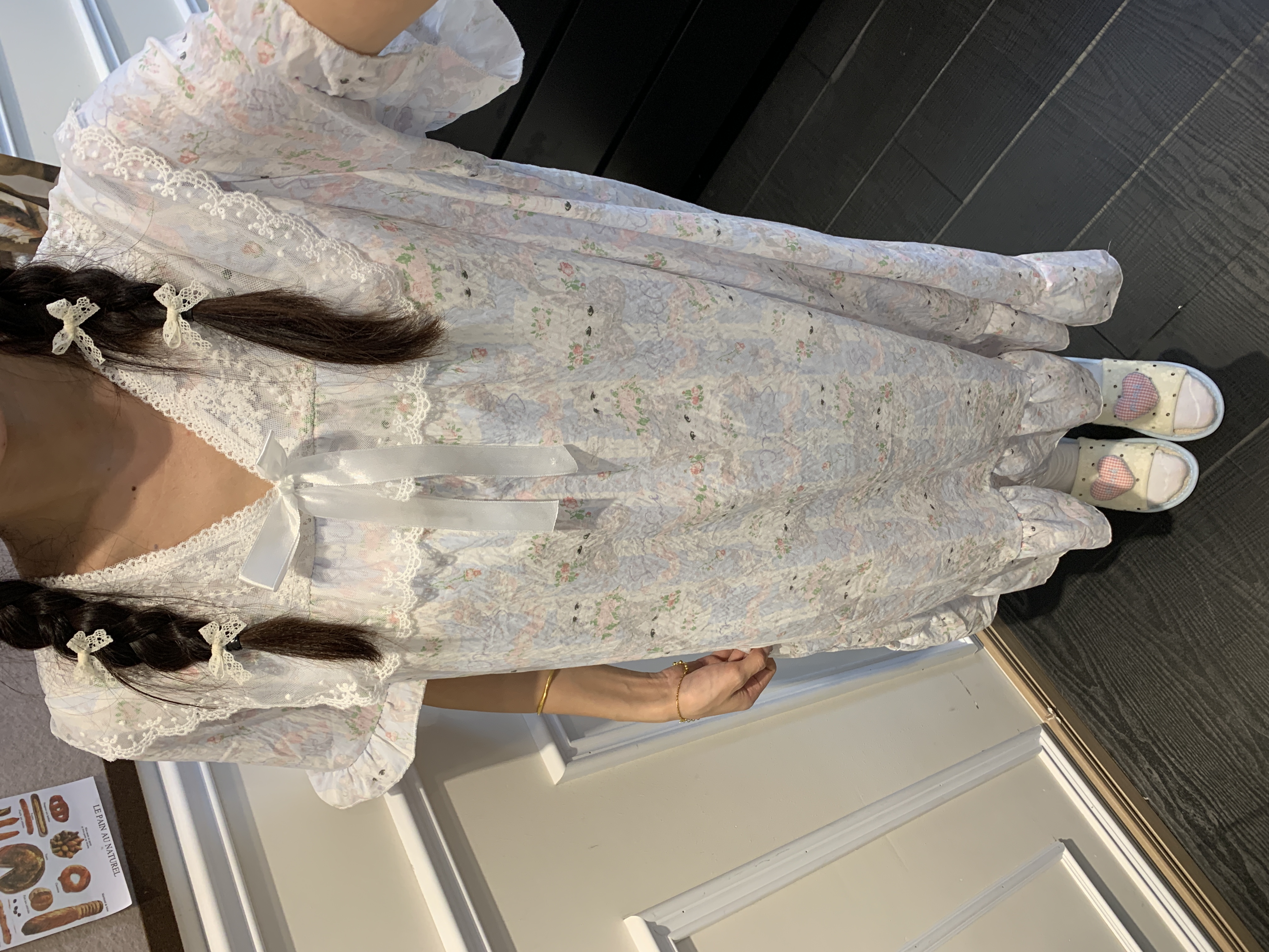 三号公主裙带胸垫睡衣女2025新款夏碎花莫奈花园性感家居服套装