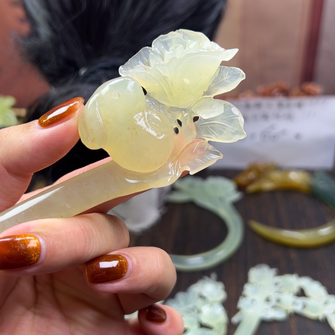 未镶嵌蛇纹石玉发簪