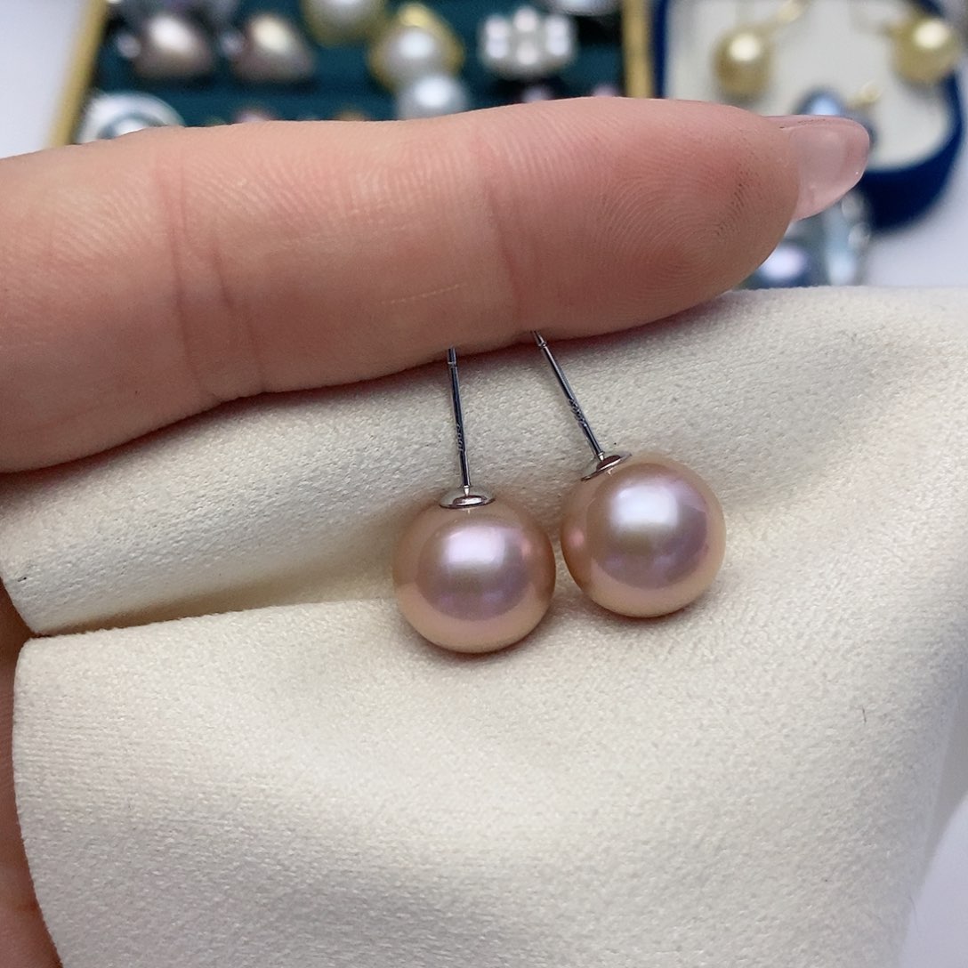 【闪购商品】淡水珍珠耳饰银S925镶嵌11-12m m