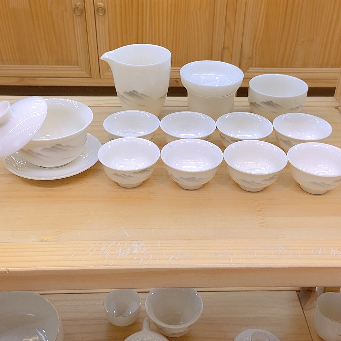 羊脂玉瓷茶具套装