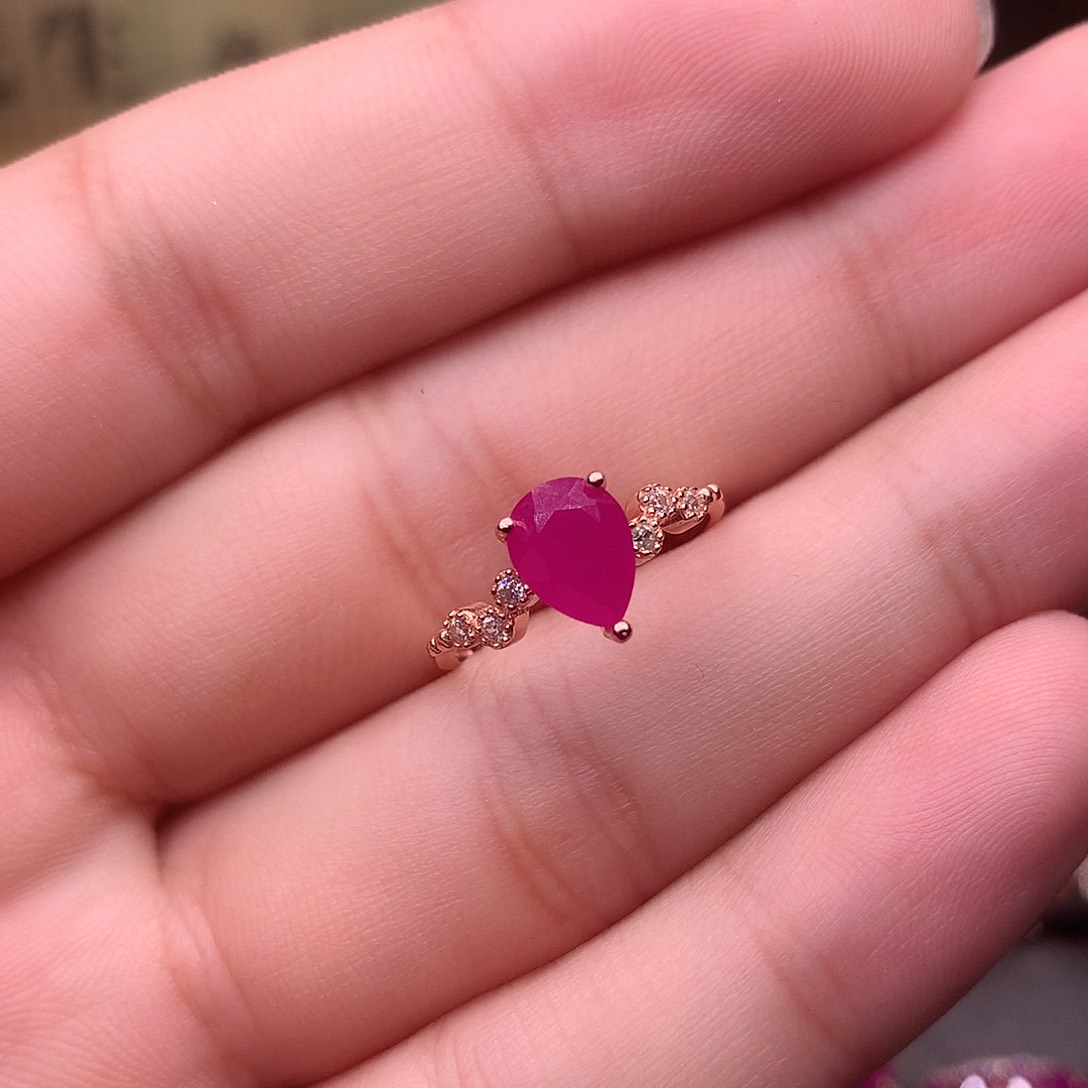 红宝石戒指银S925镶嵌