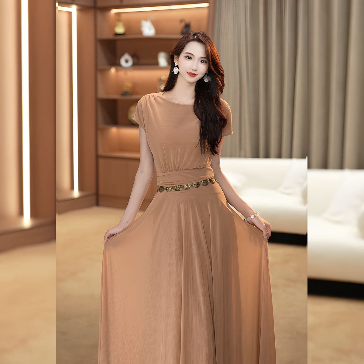 卡其棱镜【之之】春夏新款高级法式蕾丝气质显瘦连衣裙