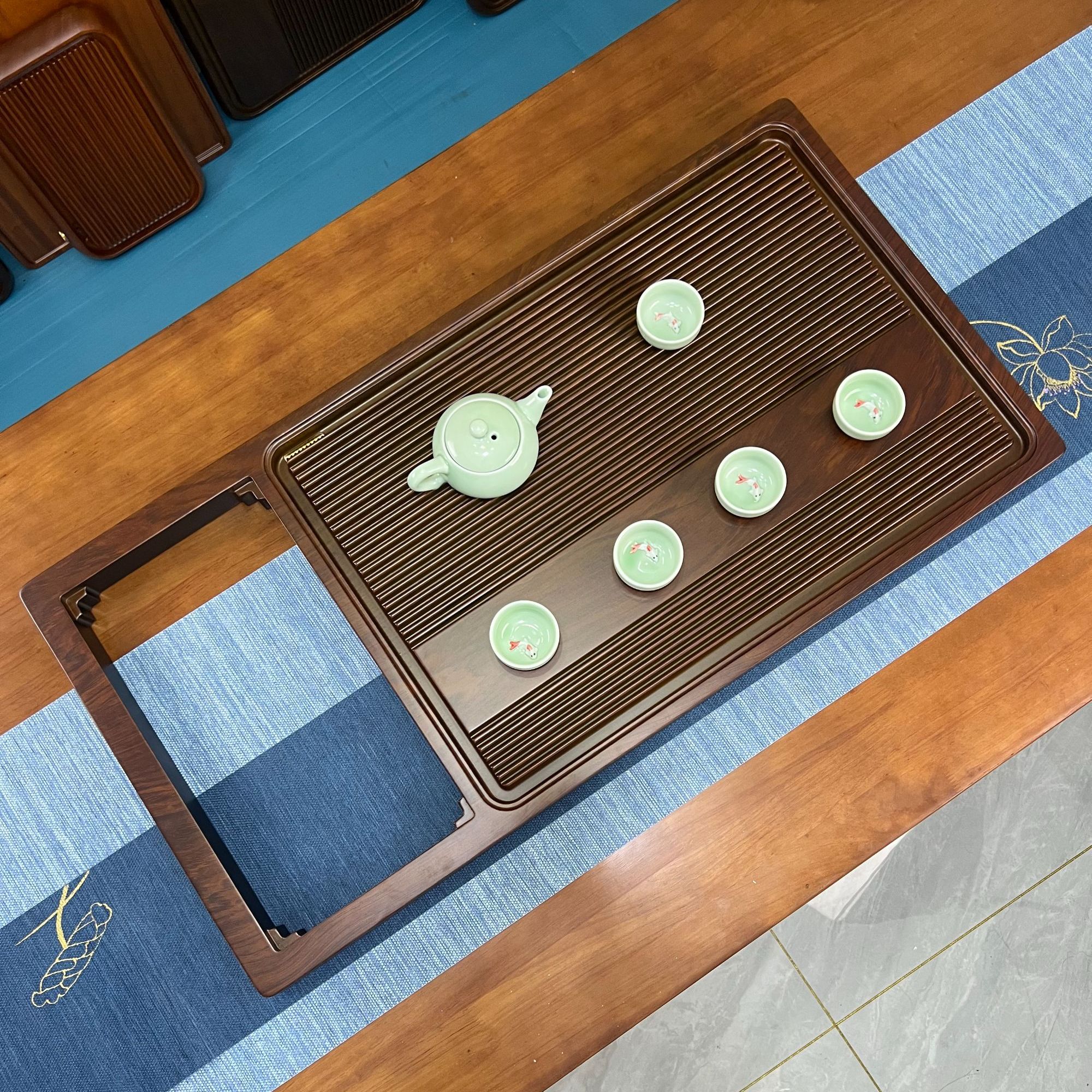 家用办公全自动一体实木茶盘桌面专用功夫茶海干泡台简约电器木款