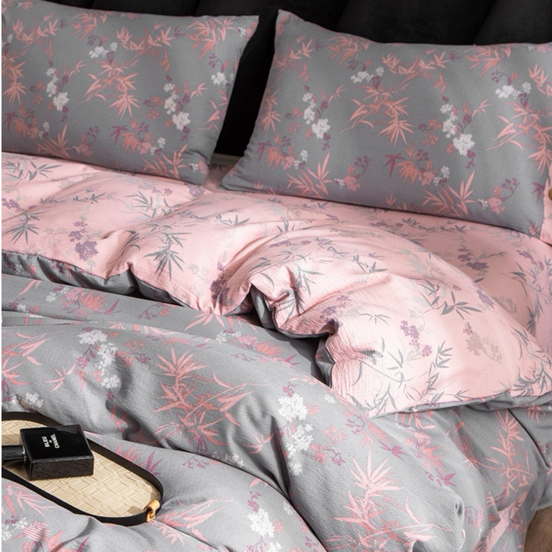 竹韵加厚轻奢双层纱四件套（被套2*2.3床单2.4*2.35枕套48*74