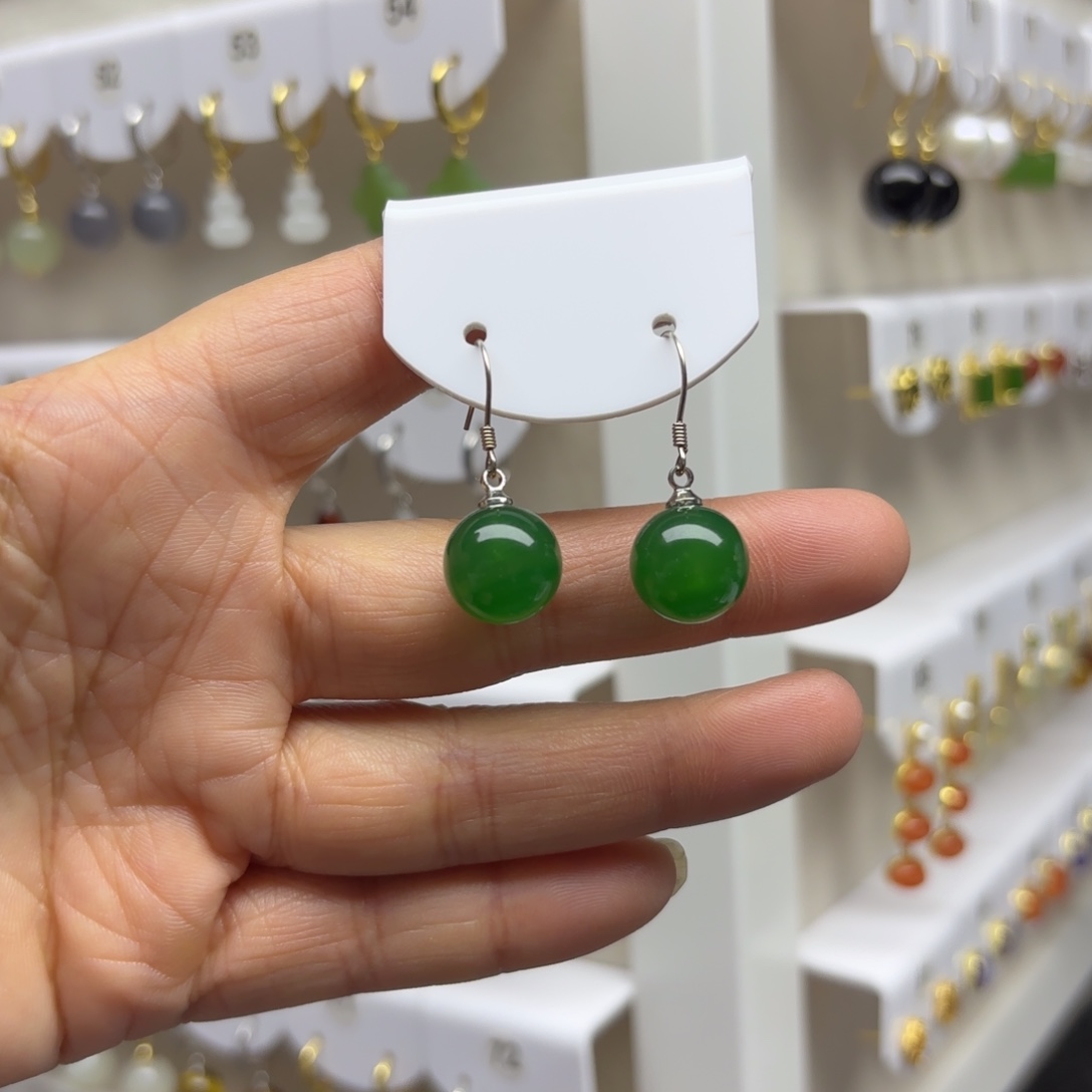 玛瑙/玉髓银S925镶嵌耳饰