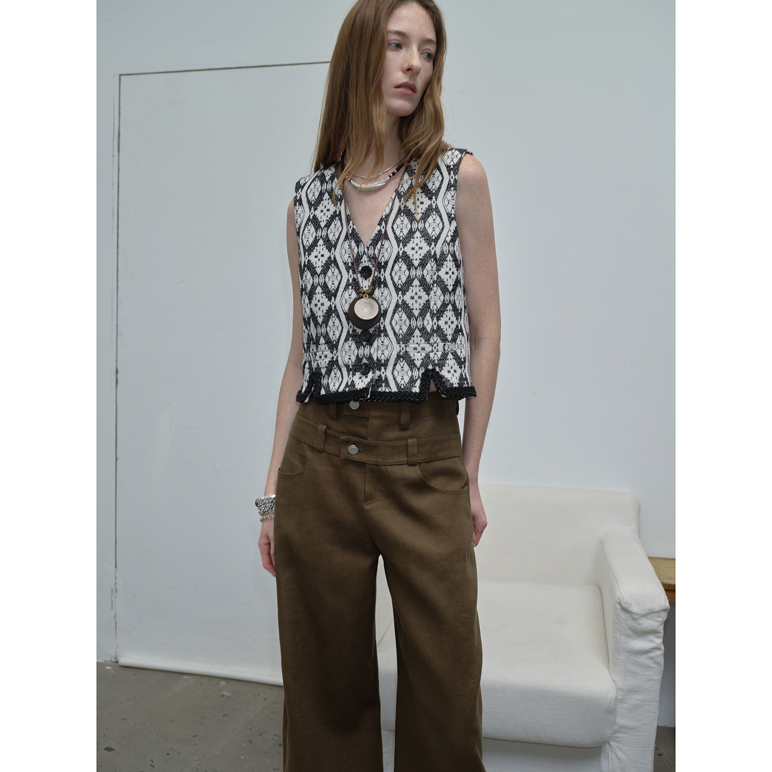 [时髦搭子]付智恩 威尼斯 意大利进口提花面料民族风马甲