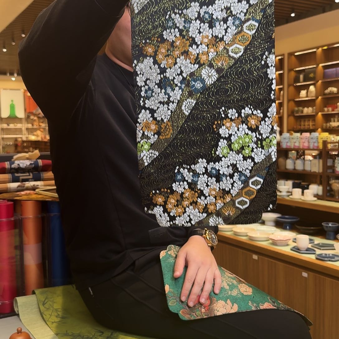 茶道配件20*40茶铺黑色花语
