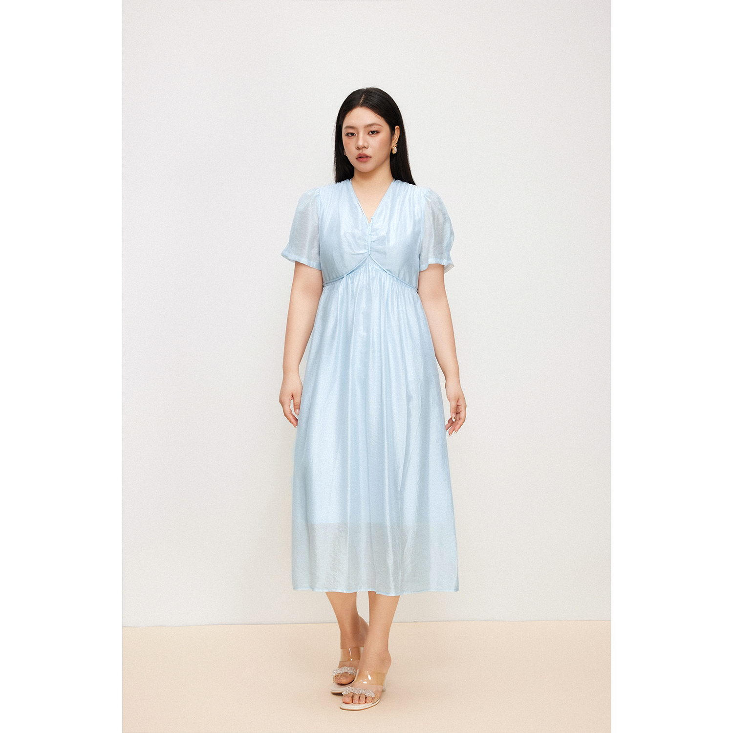 【折扣款】PLUSMALL 青空之岛 简约纯色系带连衣裙PM2505251