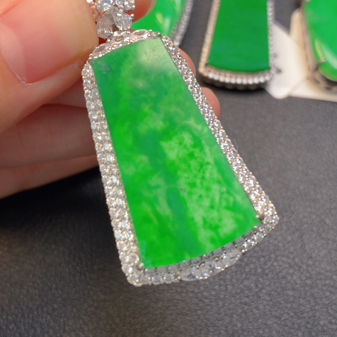 翡翠银S925镶嵌吊坠(不含链)