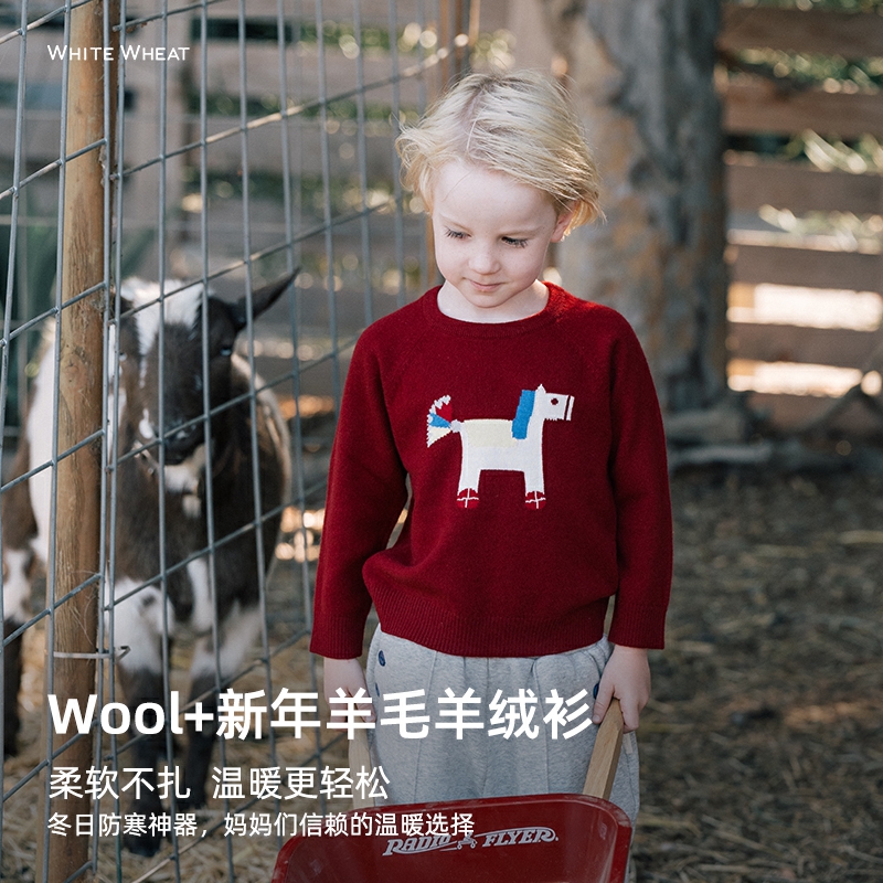 whitewheat儿童2025冬季毛衣男女童针织衫WWBDM016