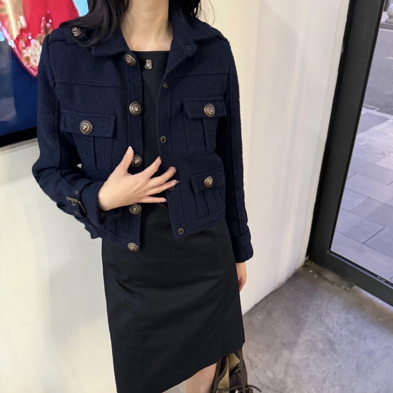 99新 BALMAIN/巴尔曼 D500208/法式粗花呢外套/38码