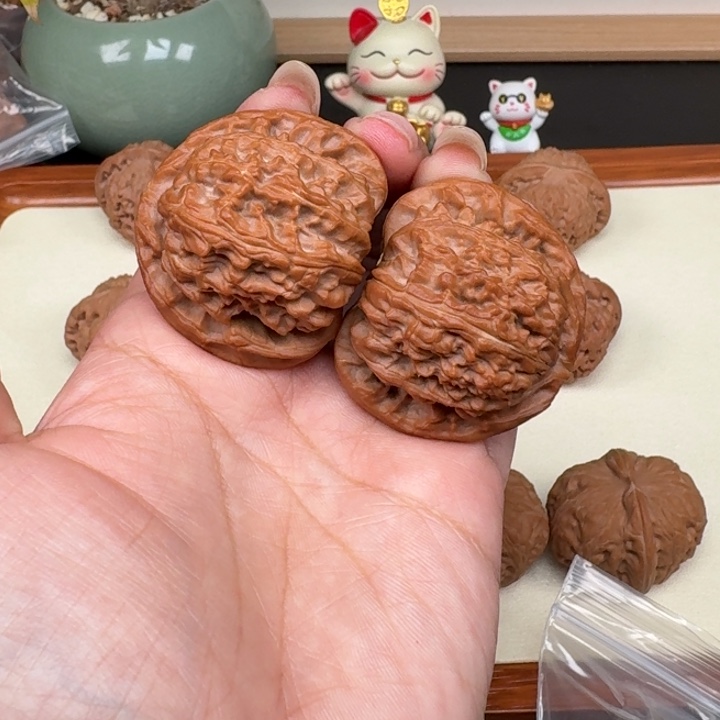 霞***举把件文玩核桃白狮子42