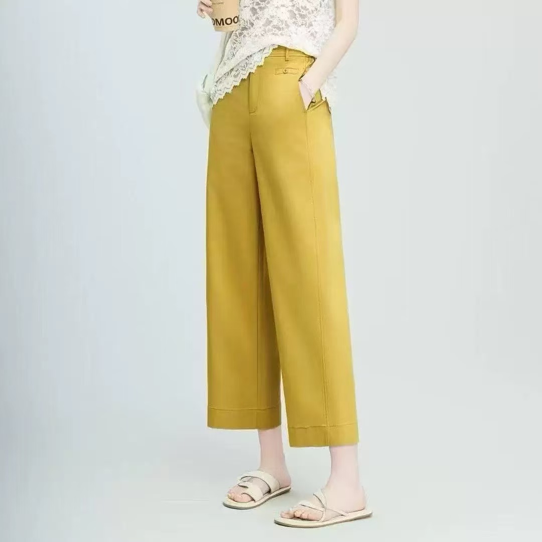 25新款高腰弹力窄版阔腿裤 直筒裤休闲裤夏季百搭时尚显瘦春夏