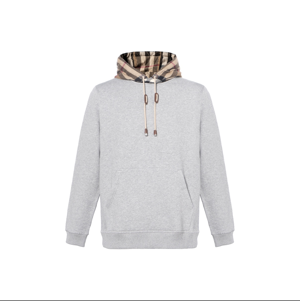 99新 BURBERRY/博柏利 格纹棉质混纺套头连帽卫衣/尺码L编号7618