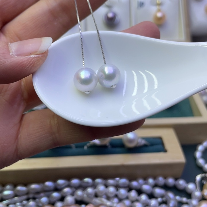 淡水珍珠耳饰银S925镶嵌