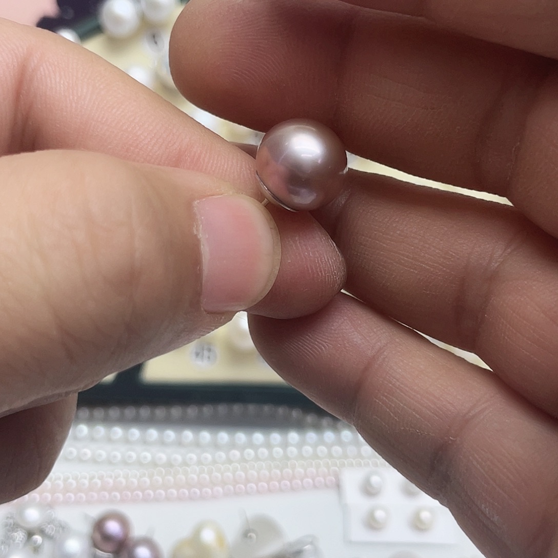 于***姐淡水珍珠银S925镶嵌耳饰