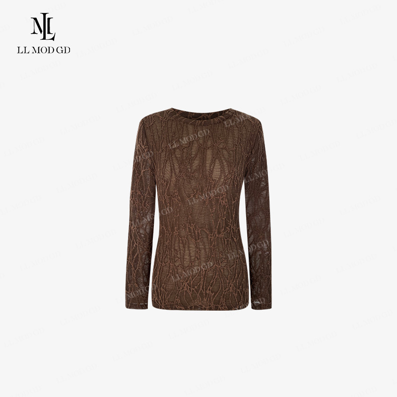 LL·MOD·GD【莉莉家】时尚设计感镂空性感蕾丝显瘦打底上衣MY-252549