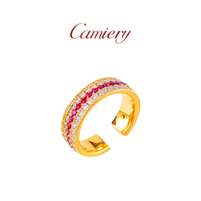 CAMIERY/卡美瑞 时尚轻奢玫瑰花窗戒指简约指环