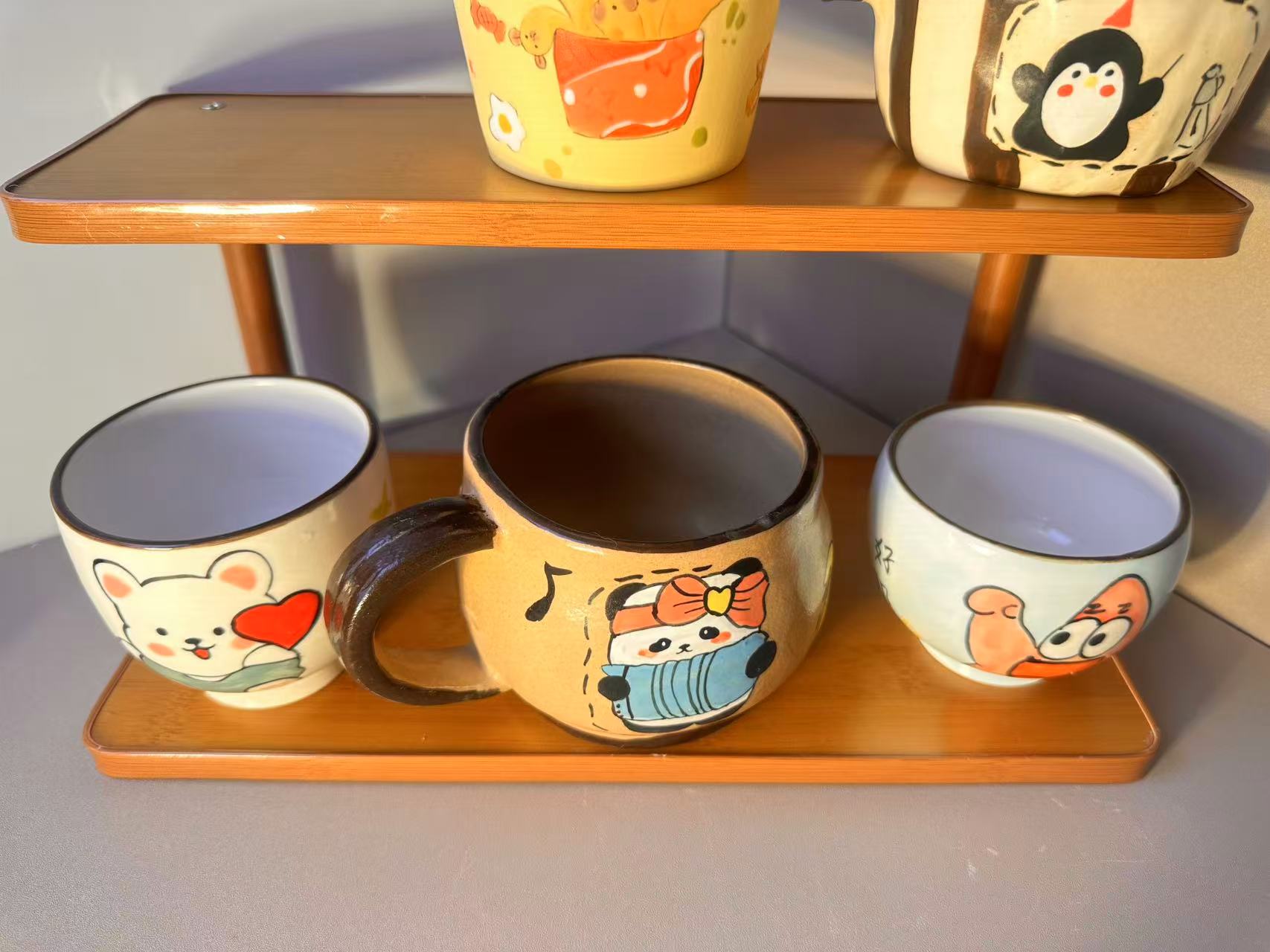水杯牛奶杯新潮可爱搞怪马克杯手工猫咪手柄款少女心