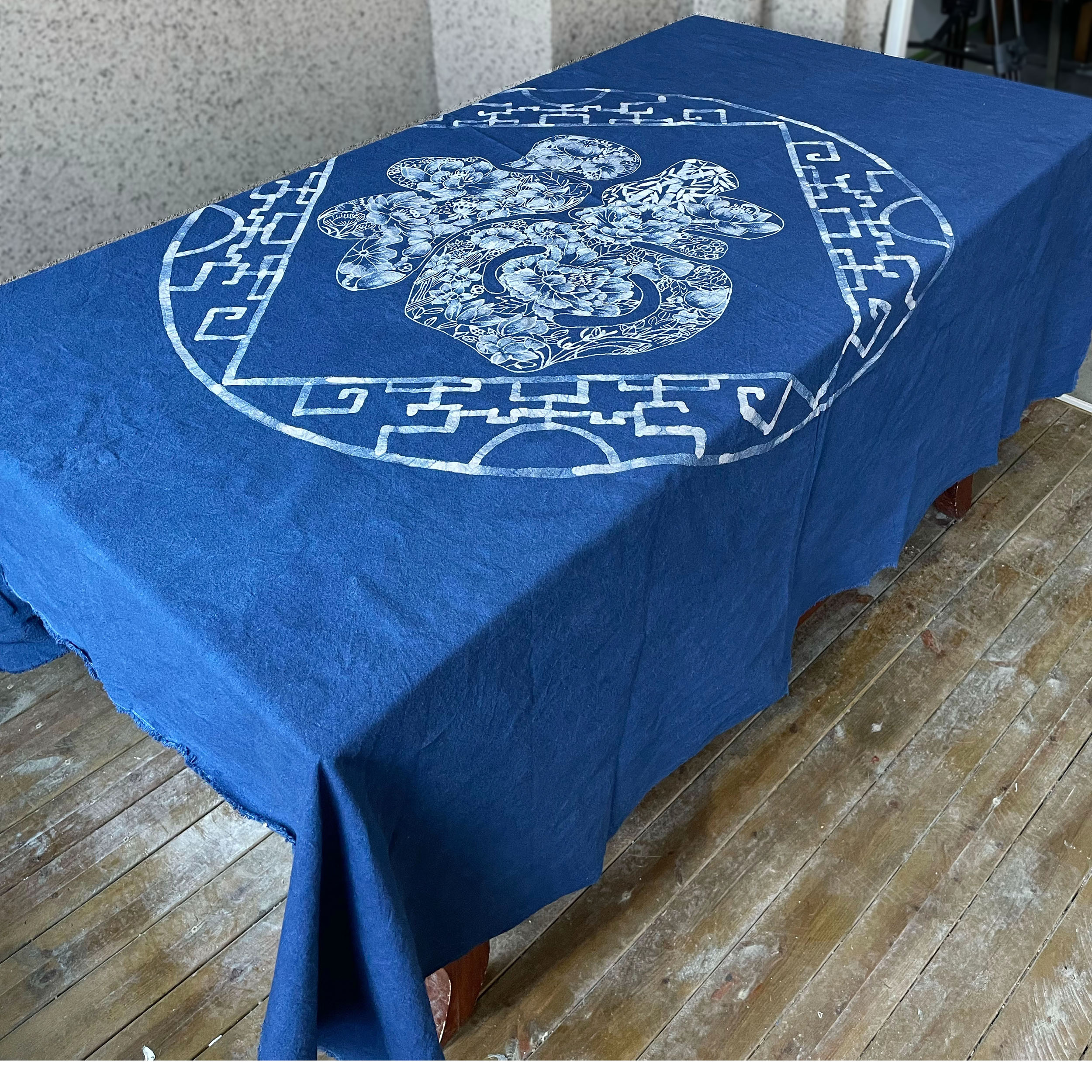 蜡染门户新款纯手工植物染蜡染居家布艺