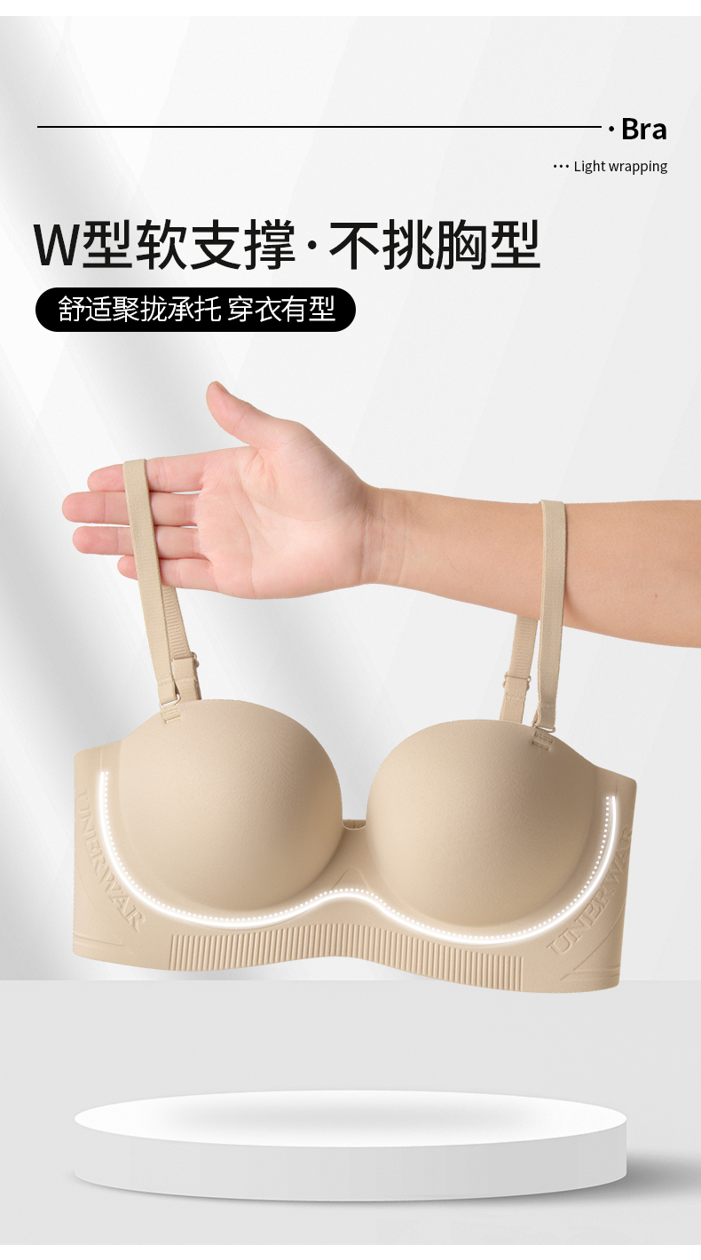 (深V聚拢*圆圆漫画胸)小胸显大聚拢舒适防下垂一片式手掌杯
