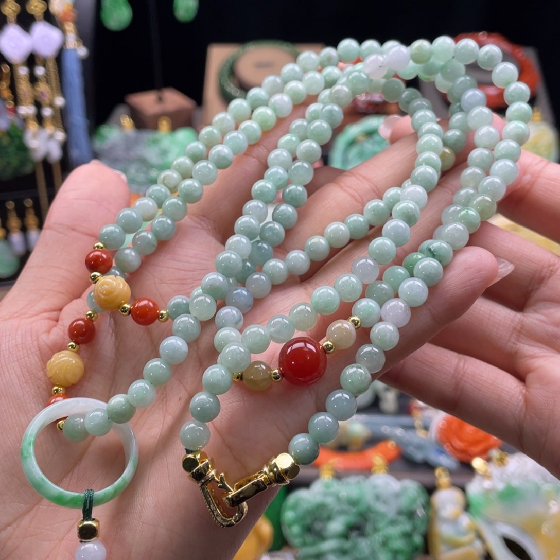 翡翠颈饰未镶嵌代编织