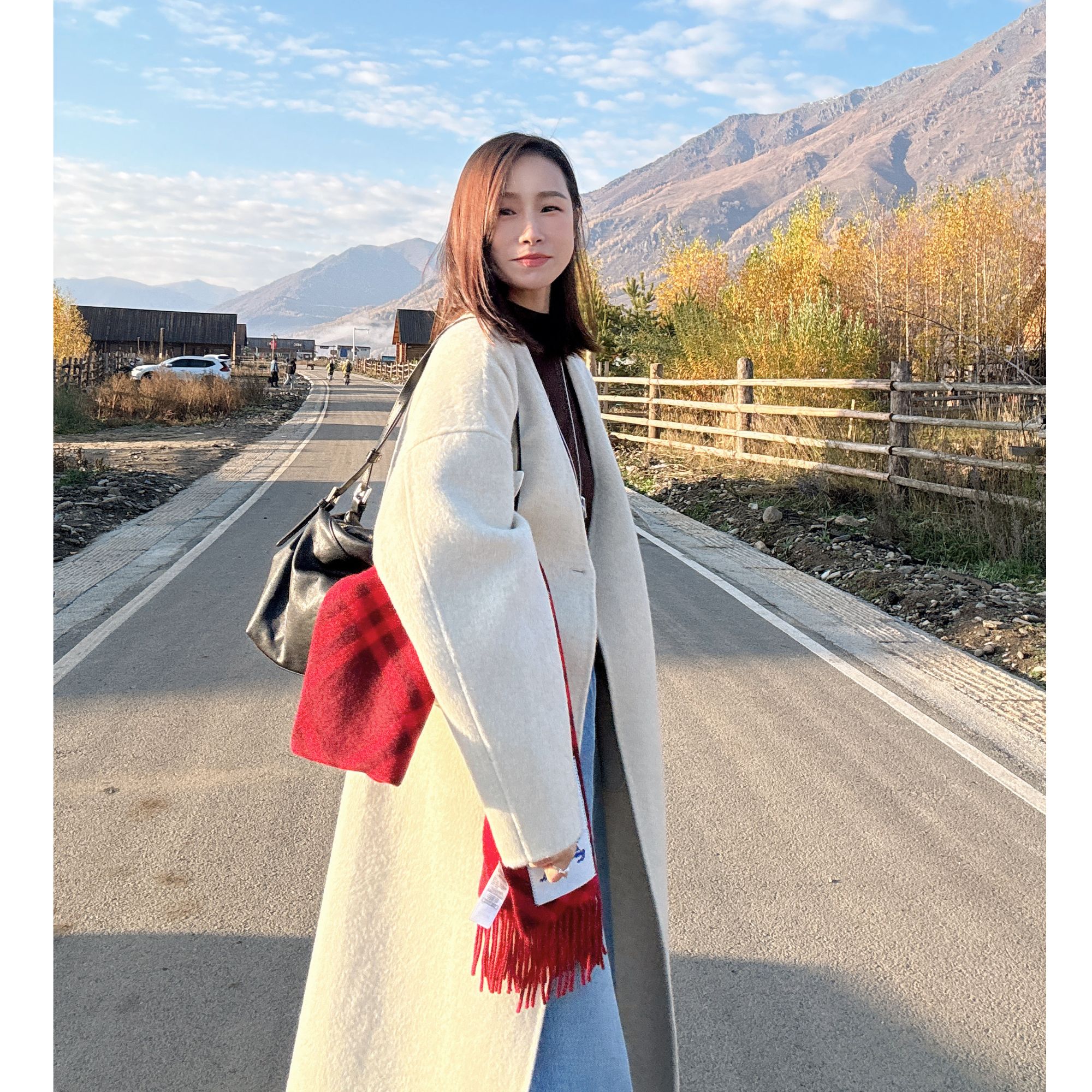 【丽姐女装】天鹅大衣｜绒感柔韧 优雅大气双面尼大衣W0571