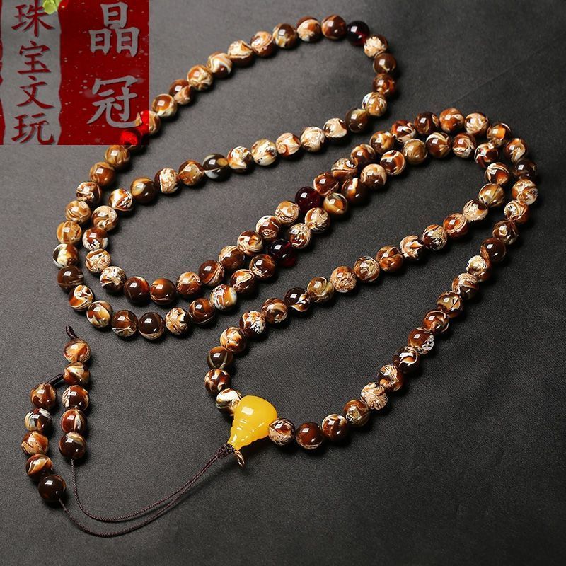 天然根珀蜜蜡108缅甸根珀多圈手链项链男女款有机蜜蜡手串饰品