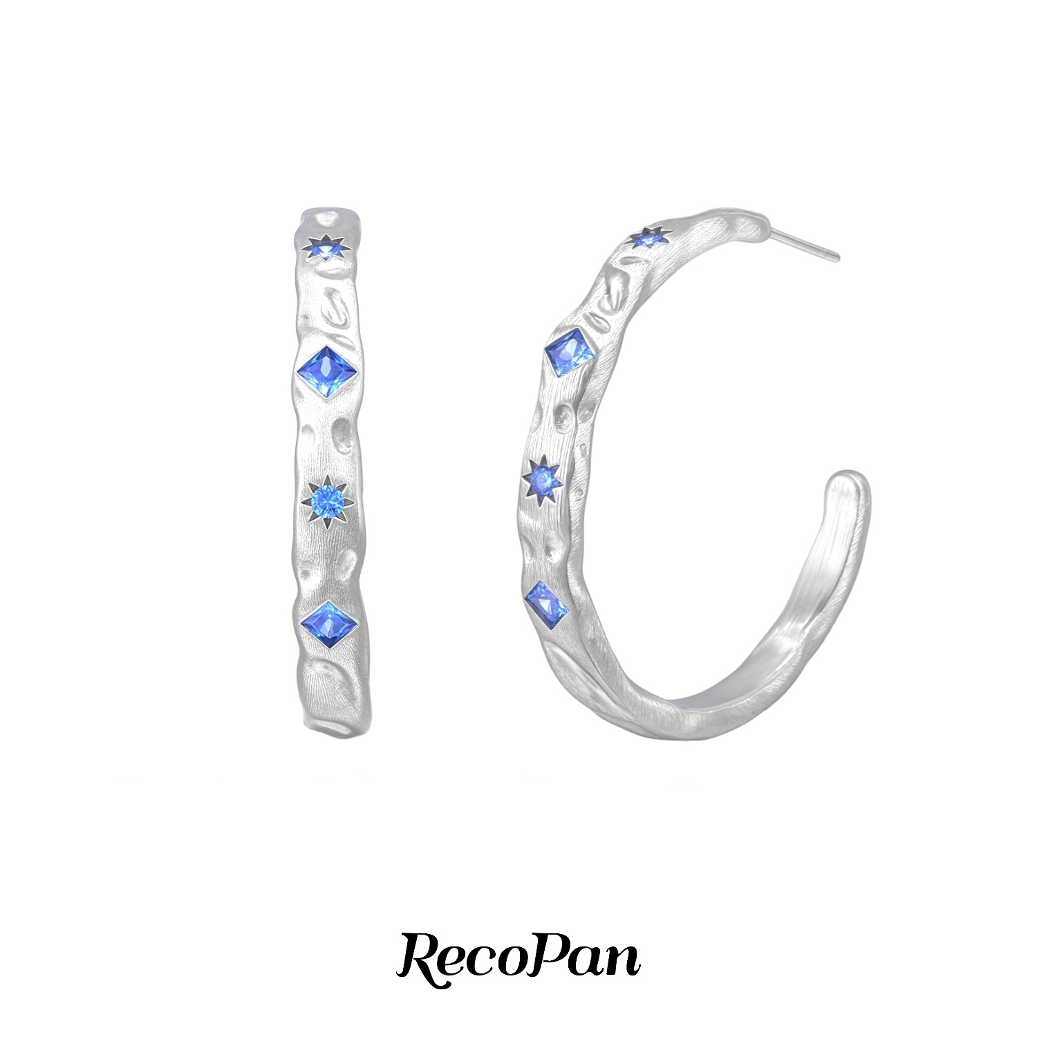 RECOPAN STAY MEDIOCRE 合金耳饰 蓝色轨迹原创拉丝工艺肌理耳环