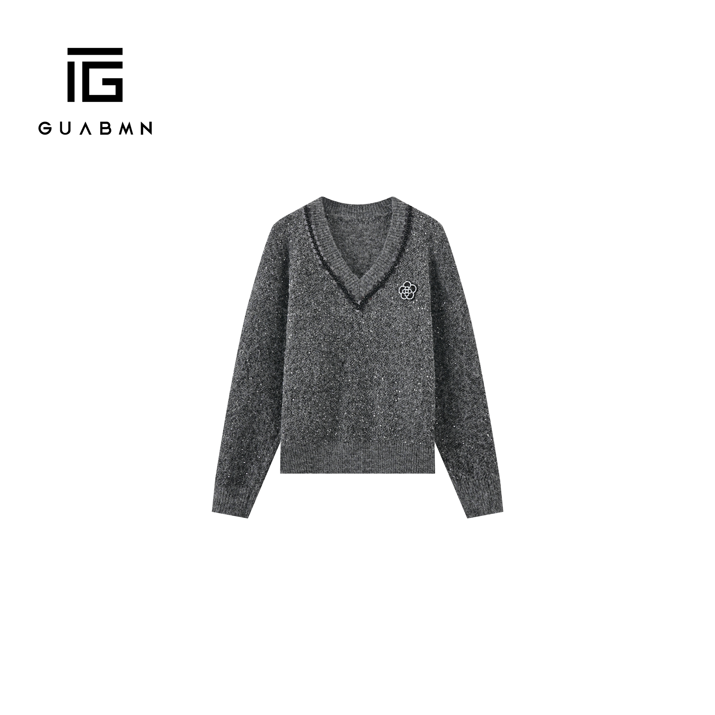 GUABMN2025冬季新款高级感慵懒风针织衫上衣亮片套头毛衣180