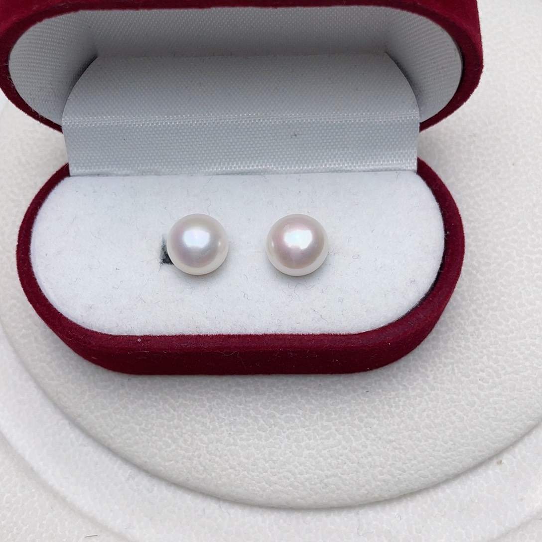 淡水珍珠耳饰银S925镶嵌10-10.5mm